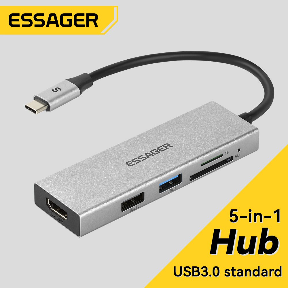 Hdmi Adapter Tablet - Essager 5-in-1 USB C HUB HDMI-4K