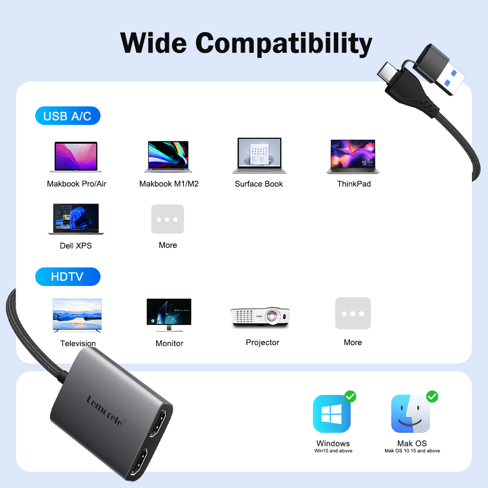 Lemorele Dual HDMI Adapter 4K  – Hdmi Adapter Tablet Bewertung und Preis