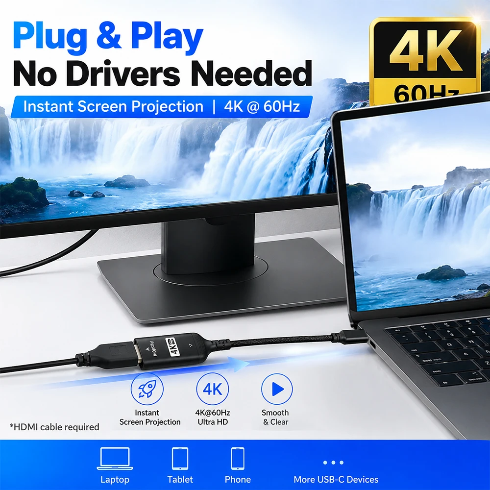 USB-C zu HDMI Adapter 4K@60Hz  – Hdmi Adapter Tablet Bewertung und Preis