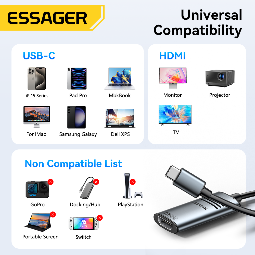 Essager HDMI-zu-USB-Typ-C-Adap – Hdmi Adapter Tablet Bewertung und Preis